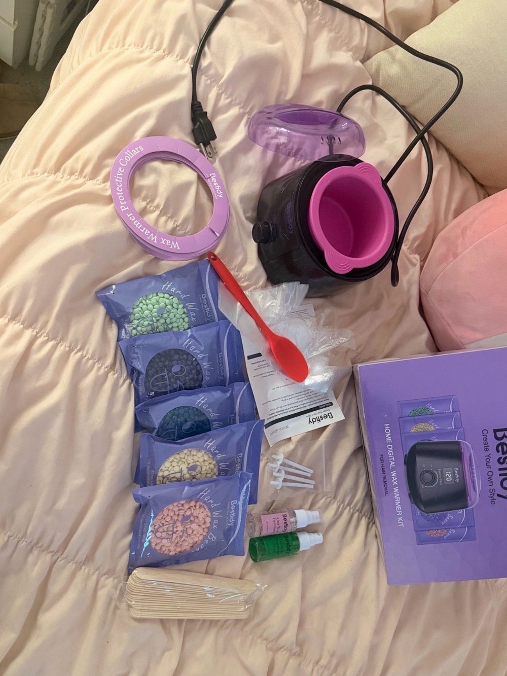 Bestidy Wax Warmer Kit in Purple with Pink Insert